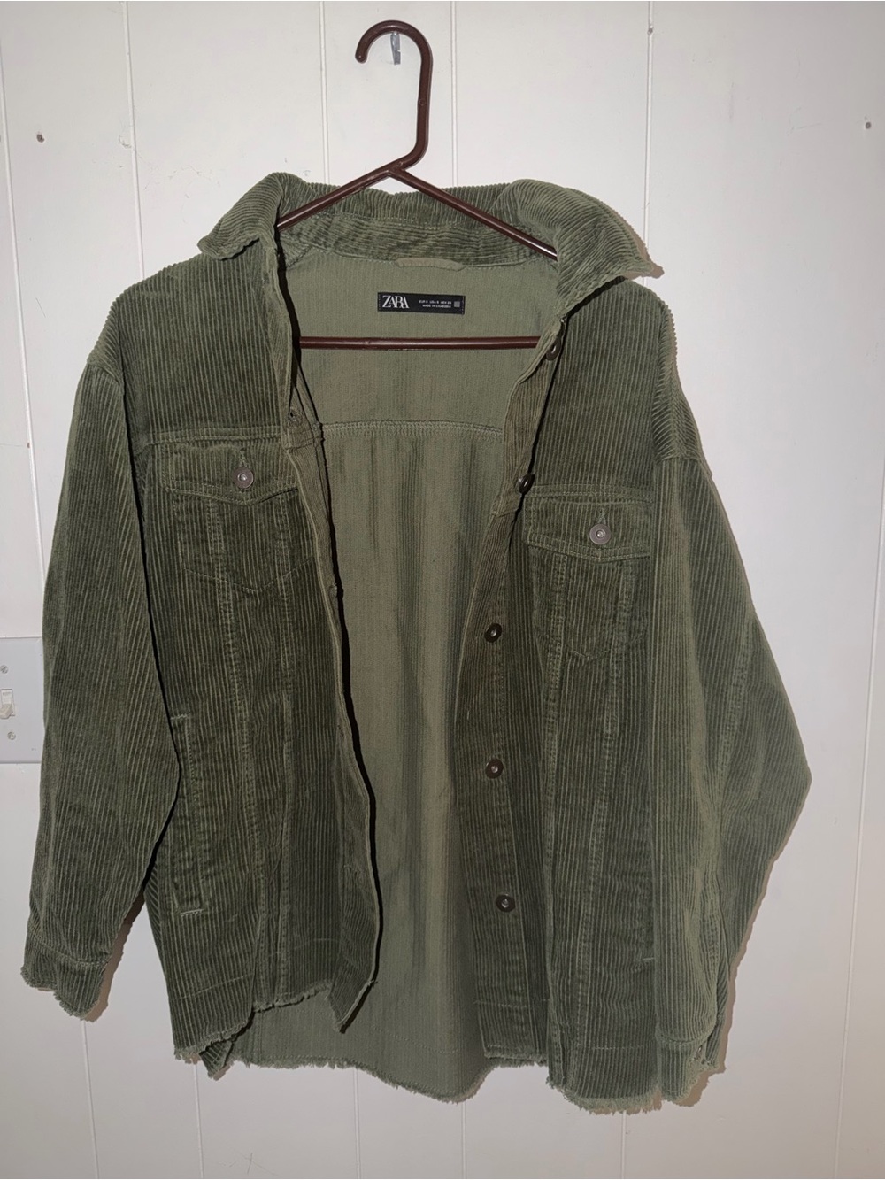 Zara Olive Green Corduroy Overshirt Jacket
